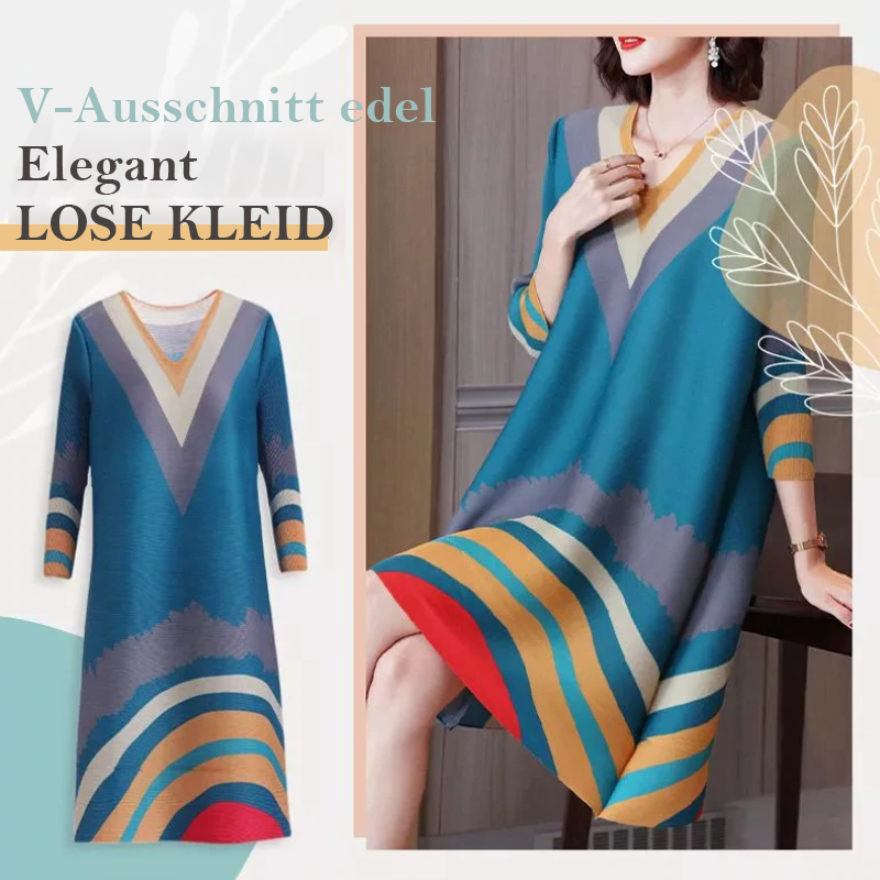 Elegantes lockeres Kleid mit V-Ausschnitt