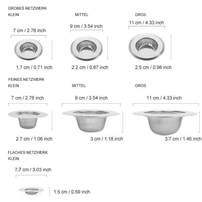 Küche Edelstahl-Wannen-Filter (3 Stücke)