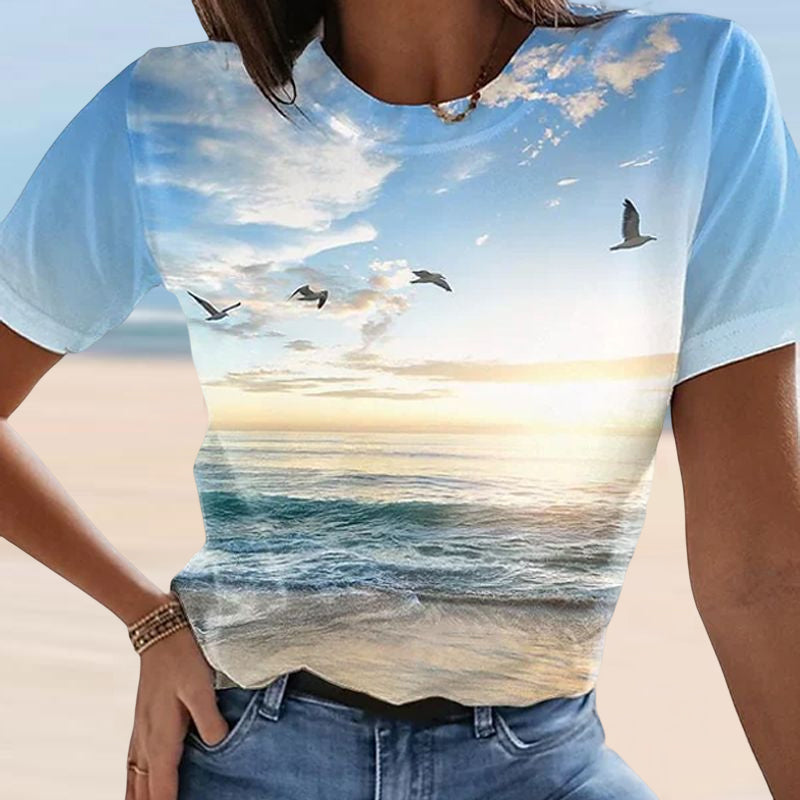 Damen Lässiges 3D-gedrucktes T-Shirt