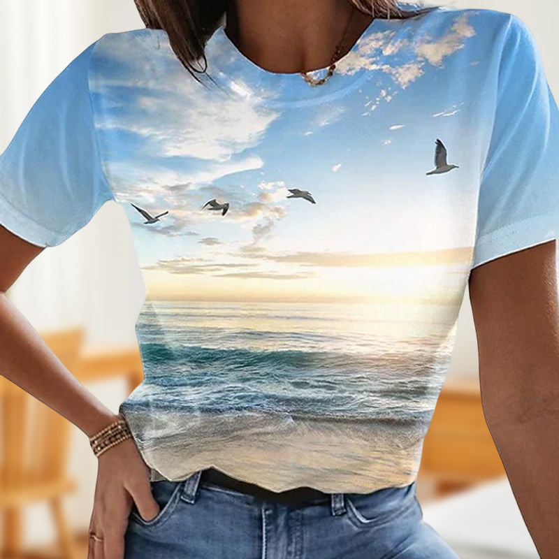 Damen Lässiges 3D-gedrucktes T-Shirt