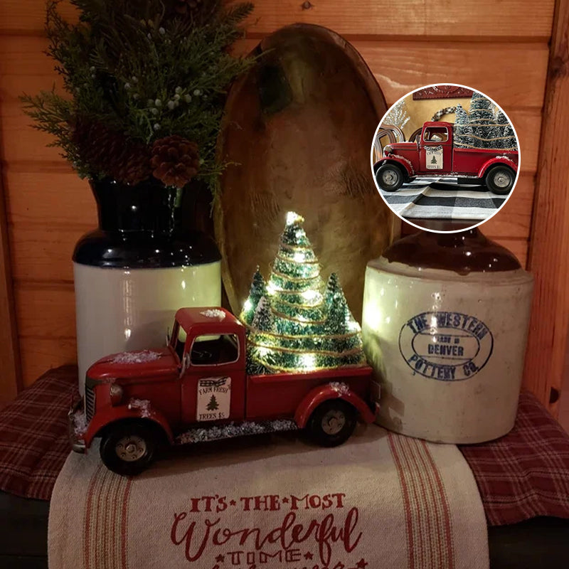 Roter Bauernhof-LKW Weihnachten Dekorationen